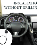 Steering wheel view with a Four Pack Momentary Push Button Switches 12V 24V Surface Mount Mini Button shown with adhesive back for installation.