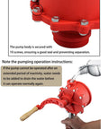 Heavy Duty Manual Fuel Transfer Pump For Drum Barrels, Hand Pump With 1 Meter Hose, Portable For Diesel Gasoline And Heating Oil, Easy Transfer, No-Fuss Operation, Delivers Up To 8 Gallons Per Minute; red hand pump with wooden handle