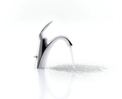 Alteo Single Handle Bathroom Sink Faucet For Single Hole Or Centerset Install in polished chrome with running water