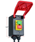 110V Single Phase Kickout Switch With Massive Stop Sign Paddle For Router Tables And Table Saws Quick Emergency Shutoff, 4.3 inch height.