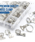 Top Notch 41 Piece Adjustable Worm Gear Hose Clamp Kit Made From Heavy Duty 304 Stainless Steel Perfect For Plumbing Automotive Tunes And Industrial Repairs This Solid Tool Set Handles Sizes From 8mm To 38mm And Lets You Tighten Or Loosen Any Fitting. 304 stainless steel hose clamp kit in plastic organizer, assorted sizes