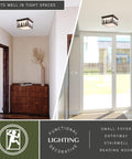 Rustic Burnished Bronze Flush Mount Ceiling Light With White Tiffany Glass installed in hallway, small foyer, entryway.