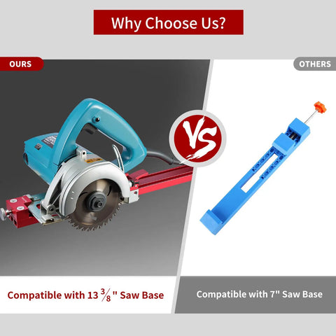 Dead On Adjustable Circular Saw Guide Rail For Slick Straight Cuts Compatible With Saw Bases Up To 13 Inches, side-by-side comparison with blue guide rail.