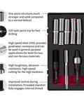 Pro Grade Heavy Duty Thread Repair Kit M11x1.25x28.2mm With Stainless Steel Inserts And HSS Drill Tap Counterbore Installation Driver Metric 10 Pieces For Durable Strong Internal Threads displayed in box