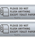 Two Pack Do Not Flush Anything Except Toilet Paper Sign For Bathrooms And Restrooms Self Adhesive Door Labels