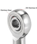Rod End Bearings 6mm Bore M6x1 Right Hand Female Thread Stainless Steel 304 Ball Joint 2 Pack, 304 stainless steel close-up