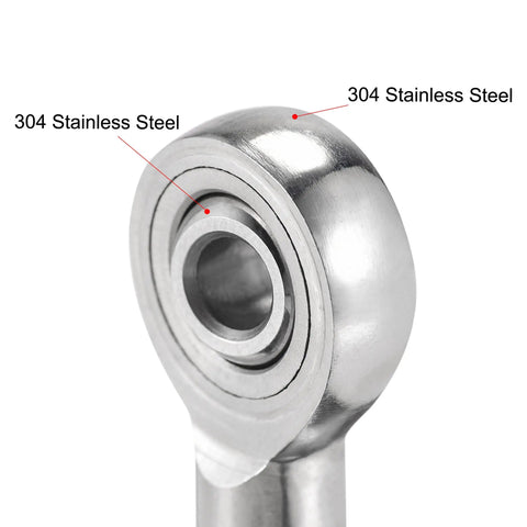 Rod End Bearings 6mm Bore M6x1 Right Hand Female Thread Stainless Steel 304 Ball Joint 2 Pack, 304 stainless steel close-up