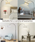Arc Floor Lamp With Remote Control For Living Room And Bedroom, Stepless Dimmable 9W LED Bulb Included, Adjustable Gooseneck