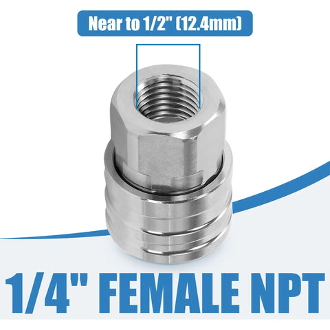 No-Fuss 1/4 Inch Pressure Washer Quick Connect Fittings Stainless Steel Adapter with 1/4 Inch NPT Female Coupler
