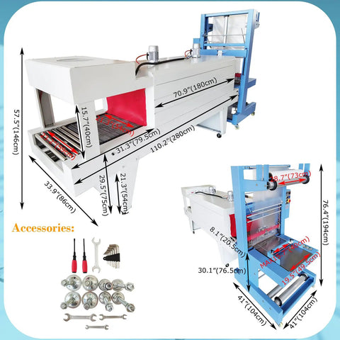 Automatic Heat Shrink Sleeve Sealing And Cutting Machine For PE POF PP PVC Films, 70.9 x 31.3 x 57.5 inches for foam box wrapping.