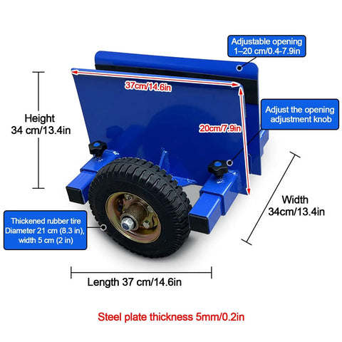 Two Wheel Panel Handling Cart For Drywall And Sheet Material, Heavy Duty Dolly With Soft Rubber Padding, Edge Guarding, Smooth Maneuverability, Low Profile Frame, Pro Contractor Ready, 37cm wide