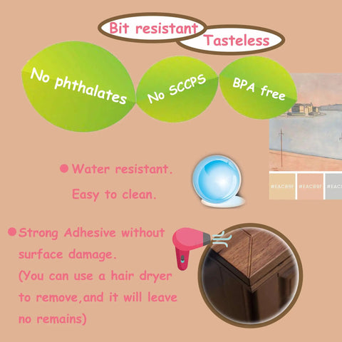 Ultra Clear Silicone Corner Protectors For Baby Proofing T Shaped Furniture Edge Guards With A Rock Solid Grip Four Pack, water resistant and easy to clean.