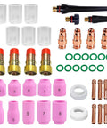 Complete TIG Welding Torch Accessories Kit With Glass Cup Gas Lens Back Cap Collet Nozzle And Glass Screen For WP-17 WP-18 WP-26 Torches And Other 17 To 26 Series Welders Must Have Home Shop Upgrade displayed