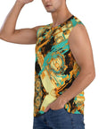 Men Breathable Mesh Sleeveless Tank Top Featuring Raw Cut Edges And Dropped Shoulders Quick Dry Gym Vest in colorful design