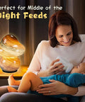 Pacifier Shaped Mushroom Lamp With Stepless Dimmable Glass Bedside Table Lamp next to mother feeding baby
