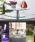 80 Centimeter Double Layer Tempered Glass Lazy Susan Turntable 360 Degree Round Transparent Rotating Tray For Dining Table Anti Collision Edge Dope Serving Organizer