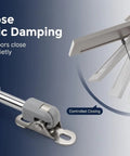 Top Shelf Heavy Duty Gas Struts 2 Pack For Cabinet Doors And Toy Box Lids 150N showcasing smooth soft-close hydraulic damping mechanism.