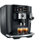Hella Smooth Super Automatic Bean To Cup Coffee Maker Featuring Integrated Twin Boiler And Sweet Foam Dispenser Setup Plus Huge Angled Touchscreen Panel For A Slick Kitchen Flex On Demand with two espresso shots.
