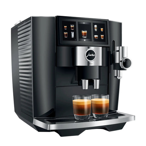 Hella Smooth Super Automatic Bean To Cup Coffee Maker Featuring Integrated Twin Boiler And Sweet Foam Dispenser Setup Plus Huge Angled Touchscreen Panel For A Slick Kitchen Flex On Demand with two espresso shots.