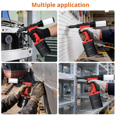 Smooth Operator Pneumatic Rivet Gun Packing Five Interchangeable Nosepieces Up To A Solid Quarter Inch With Automatic Self Suction Pull For Fast Auto Marine And Real Deal Diy Grinding Jobs