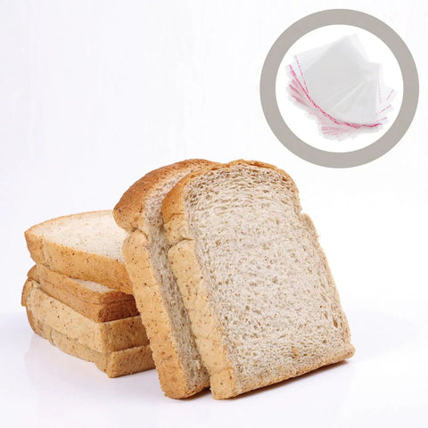 Clear Resealable Cookie Bags 10x15cm Self Sealing Snack Bags OPP Pouches Pack Of 100 for storing sliced bread