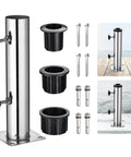 Sturdy Stainless Steel Patio Umbrella Stand With Dual Mounting Options For Deck Or Concrete Granite Surfaces Planters Or Tires