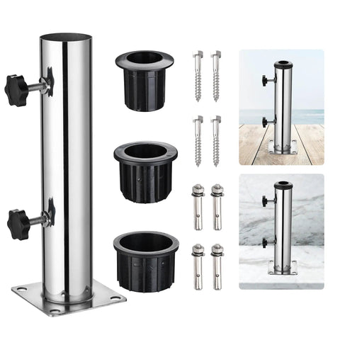 Sturdy Stainless Steel Patio Umbrella Stand With Dual Mounting Options For Deck Or Concrete Granite Surfaces Planters Or Tires