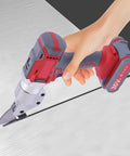 Powerful 36V Cordless Electric Metal Shear With Adjustable Speed And Swivel Head, cutting sheet metal with precision.