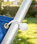 White ball bungee cord securing blue tarp to pole, Go To 30 Pack Ball Bungee Cords For Camping And Canopy Tarp Shelter Includes 6, 9, And 12 Inch