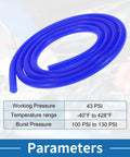 Coiled Blue Silicone Vacuum Tubing Hose For Cars And Trucks, High Temperature Vacuum Line, display of working parameters
