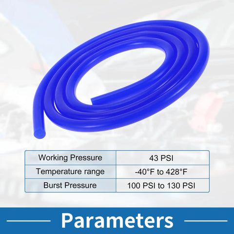 Coiled Blue Silicone Vacuum Tubing Hose For Cars And Trucks, High Temperature Vacuum Line, display of working parameters
