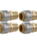 One Half Inch MNPT Push To Connect Brass Adapter Pack Of 4 For PEX Copper CPVC PE RT HDPE Piping No Soldering Needed