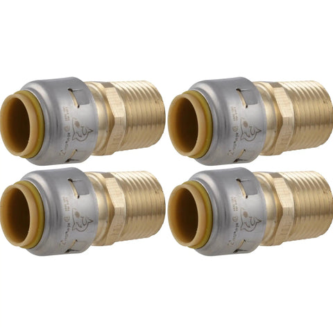 One Half Inch MNPT Push To Connect Brass Adapter Pack Of 4 For PEX Copper CPVC PE RT HDPE Piping No Soldering Needed