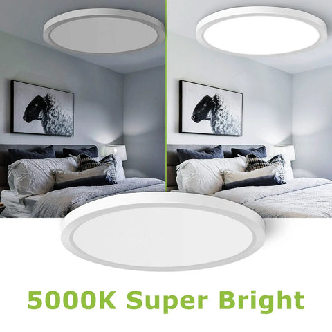 Slim Flush Mount LED Ceiling Light 32W 320W Equivalent Daylight 5000K Modern Flat Panel For Bedroom, Living Room, Office, Eye Friendly, High CRI 80 Plus, Glare Free, Uniform Brightness