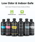 Cmyk White Gloss Uv Curable Ink Kit For Flatbed Printers Features A Slick Clog Resistant Blend That Flows Smooth And Delivers Straight Fire Prints Daily For Signage Or Maker Studios, six 500ml bottles displayed.