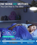 42 Inch White Ceiling Fan With Integrated Led Light And Smart Remote Dead Quiet Dc Motor Reversible Blades 3Cct Dimmable Timer For Bedroom Living Room Hassle Free Setup Big Cool Breeze Modern Decor in use at night with child sleeping.