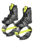 Adult Jumping Shoes For Fitness And Fun Kangaroo Jump Boots With Adjustable Bounce and straps, black and green