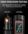 Close-up of All In One Digital PH Meter Kit With TDS EC Temperature And Salinity Tester for precision water analysis.