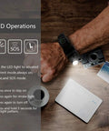 20 In 1 Paracord Survival Bracelet With SOS LED Light Fire Starter Compass Whistle And Thermometer on wrist, LED operation