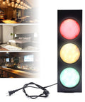 Vintage Style Traffic Light LED Wall Sconce With Remote Control featuring red, yellow, green lights and plug, for club decor.