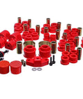 Heavy Duty Master Bushing Kit For Cars And Trucks Replaces Worn Suspension Links To Deliver Tough As Nails Durability And Smooth Rolling Comfort Premium Poly Build Guarantees Sweet Cornering Control, full set of red polyurethane bushings.