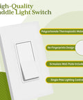 Matte White Single Pole Decorator Paddle Light Switch 15A, 10 Pack, Fingerprint-Resistant Finish, Sleek Modern Design, Replaces Any 15A Wall Switch, Shallow Body Fits Standard Junction Boxes, Slick DIY Home Upgrade. White paddle switch with wall plate