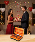 42 In 1 Magnetic Screwdriver Kit With Ratchet T Handle And Full Multi Bit Set on table, romantic couple exchanging gift