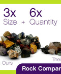 Comparison of gemstone mix size and quantity for Pro Series Double Barrel Rock Tumbler Kit with 3 Pound Gemstone Mix And Two Batches Of Four Step Grit And Polish With Plastic Pellets Leak Proof Barrel For Quiet Operation And Heavy Duty DC Motor Built For Around The Clock Use All Day Everyday
