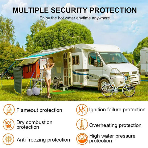 Camping Ready Portable Propane Tankless Water Heater On The Go Outdoor Use 1.58 GPM 6L Instant Hot Water Gas Heater with RV
