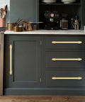 8 Inch Brushed Gold Cabinet Pulls 5 Pack Zinc Alloy Modern And Simple Cabinet Handles on dark kitchen cabinets