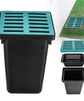 Heavy Duty Drain Catch Basin With Debris Basket and Fiberglass Grate for Yard Lawn Patio Gutter Downspout Outdoor Drainage Box