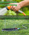 Stainless Steel Garden Hose Quick Connect Fittings Set Three Quarter Inch GHT Heavy Duty Quick Release Connectors in use
