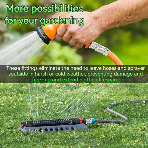 Stainless Steel Garden Hose Quick Connect Fittings Set Three Quarter Inch GHT Heavy Duty Quick Release Connectors in use