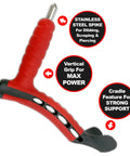 Close-up of the Dual Grip Garden Hand Fork Cultivator And Weeder with vertical grip and stainless steel spike for easy digging and weeding.